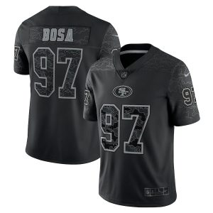 Fantastic San Francisco 49ers #97 Nick Bosa Black Men's NFL Black Reflective Limited Jersey