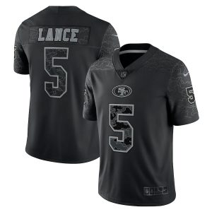 Amazing San Francisco 49ers #5 Trey Lance Black Men's NFL Black Reflective Limited Jersey