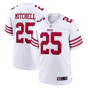 Finest San Francisco 49ers #25 Elijah Mitchell Men's 2022 Player Game Jersey - White