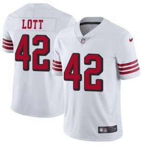 Delightful 49ers #42 Ronnie Lott White Rush Men's Stitched NFL Vapor Untouchable Limited Jersey