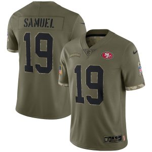 Outstanding San Francisco 49ers #19 Deebo Samuel Men's 2022 Salute To Service Limited Jersey - Olive