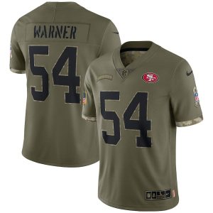 Delightful San Francisco 49ers #54 Fred Warner Men's 2022 Salute To Service Limited Jersey - Olive