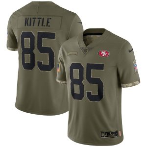 Fantastic San Francisco 49ers #85 George Kittle Men's 2022 Salute To Service Limited Jersey - Olive
