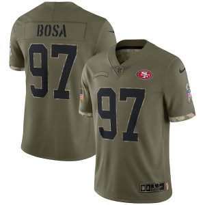 Impressive San Francisco 49ers #97 Nick Bosa Men's 2022 Salute To Service Limited Jersey - Olive