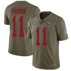Finest 49ers #11 Marquise Goodwin Olive Men's Stitched NFL Limited 2017 Salute To Service Jersey