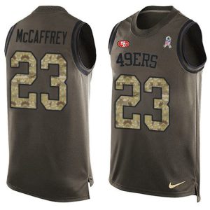Amazing 49ers #23 Christian McCaffrey Green Men's Stitched NFL Limited Salute To Service Tank Top Jersey