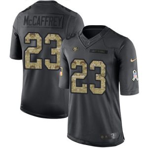 Impressive 49ers #23 Christian McCaffrey Black Men's Stitched NFL Limited 2016 Salute to Service Jersey