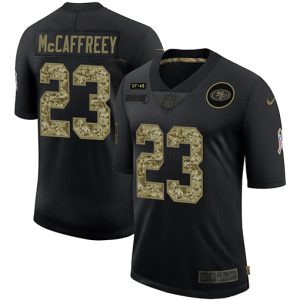Exceptional San Francisco 49ers #23 Christian McCaffrey Men's 2020 Salute To Service Camo Limited NFL Jersey Black