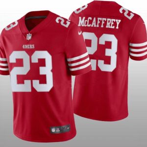 Outstanding San Francisco 49ers #23 Christian McCaffrey Scarlet Men's 2022-23 Limited Stitched NFL Vapor Untouchable Jersey