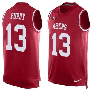 Outstanding 49ers #13 Brock Purdy Red Team Color Men's Stitched NFL Limited Tank Top Jersey