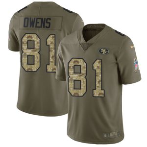 Finest 49ers #81 Terrell Owens Olive/Camo Men's Stitched NFL Limited 2017 Salute To Service Jersey