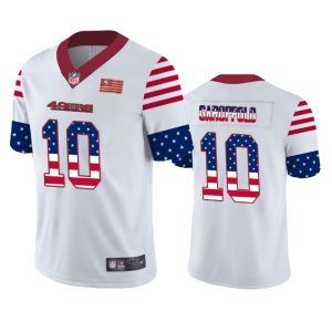 Superb San Francisco 49ers #10 Jimmy Garoppolo White Men's Team Logo USA Flag Vapor Untouchable Limited NFL Jersey
