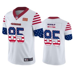 Outstanding San Francisco 49ers #85 George Kittle White Men's Team Logo USA Flag Vapor Untouchable Limited NFL Jersey