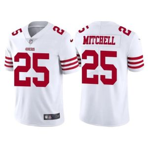 Amazing San Francisco 49ers #25 Elijah Mitchell Whiite Men's 2022-23 Limited Stitched NFL Vapor Untouchable Jersey