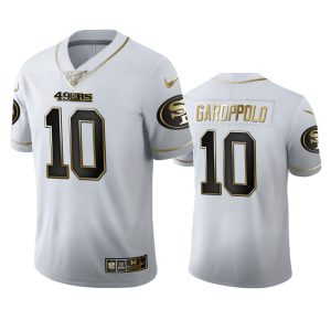 Impressive San Francisco 49ers #10 Jimmy Garoppolo Men's White Golden Edition Vapor Limited NFL 100 Jersey
