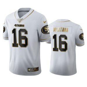 High - quality San Francisco 49ers #16 Joe Montana Men's White Golden Edition Vapor Limited NFL 100 Jersey