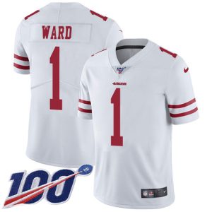 Delightful 49ers #1 Jimmie Ward White Men's Stitched NFL 100th Season Vapor Limited Jersey
