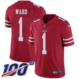 High - quality 49ers #1 Jimmie Ward Red Team Color Men's Stitched NFL 100th Season Vapor Limited Jersey