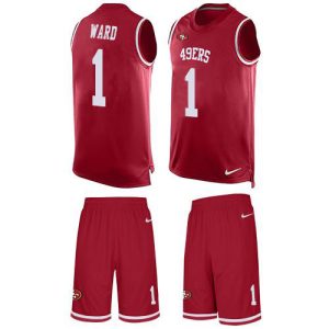 Outstanding 49ers #1 Jimmie Ward Red Team Color Men's Stitched NFL Limited Tank Top Suit Jersey