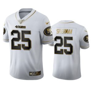 Amazing San Francisco 49ers #25 Richard Sherman Men's White Golden Edition Vapor Limited NFL 100 Jersey