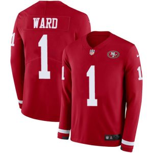 Fantastic 49ers #1 Jimmie Ward Red Team Color Men's Stitched NFL Limited Therma Long Sleeve Jersey