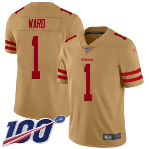 Finest 49ers #1 Jimmie Ward Gold Men's Stitched NFL Limited Inverted Legend 100th Season Jersey