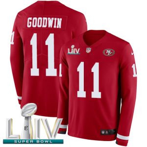Premium 49ers #11 Marquise Goodwin Red Super Bowl LIV 2020 Team Color Men's Stitched NFL Limited Therma Long Sleeve Jersey