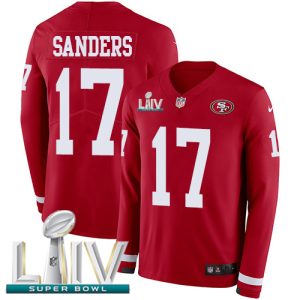 Exceptional 49ers #17 Emmanuel Sanders Red Super Bowl LIV 2020 Team Color Men's Stitched NFL Limited Therma Long Sleeve Jersey