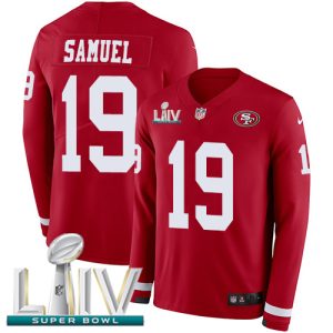 Delightful 49ers #19 Deebo Samuel Red Super Bowl LIV 2020 Team Color Men's Stitched NFL Limited Therma Long Sleeve Jersey