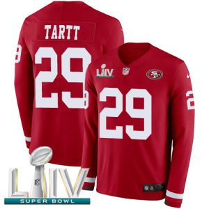 Exceptional 49ers #29 Jaquiski Tartt Red Super Bowl LIV 2020 Team Color Men's Stitched NFL Limited Therma Long Sleeve Jersey