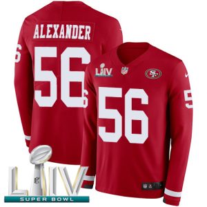 Delightful 49ers #56 Kwon Alexander Red Super Bowl LIV 2020 Team Color Men's Stitched NFL Limited Therma Long Sleeve Jersey