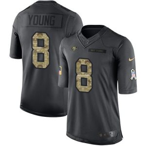 Premium 49ers #8 Steve Young Black Men's Stitched NFL Limited 2016 Salute to Service Jersey