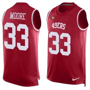 Premium 49ers #33 Tarvarius Moore Red Team Color Men's Stitched NFL Limited Tank Top Jersey