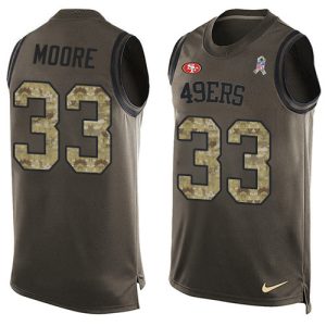 Outstanding 49ers #33 Tarvarius Moore Green Men's Stitched NFL Limited Salute To Service Tank Top Jersey