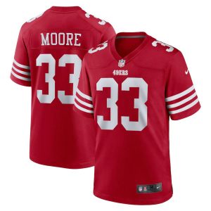 Outstanding San Francisco 49ers #33 Tarvarius Moore Men's 2022 Player Game Jersey - Scarlet