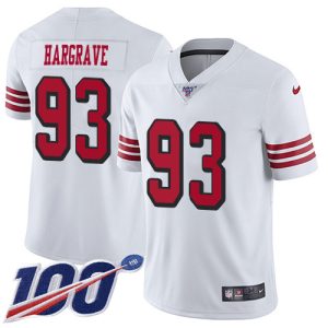 Superb 49ers #93 Javon Hargrave White Rush Men's Stitched NFL Limited 100th Season Jersey