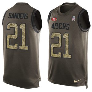 High - quality 49ers #21 Deion Sanders Green Men's Stitched NFL Limited Salute To Service Tank Top Jersey