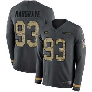 Finest 49ers #93 Javon Hargrave Anthracite Salute to Service Men's Stitched NFL Limited Therma Long Sleeve Jersey