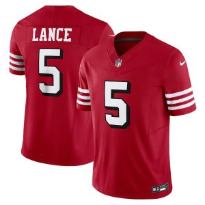 Impressive San Francisco 49ers #5 Trey Lance Men's Scarlet Vapor F.U.S.E. Limited Jersey Alternate