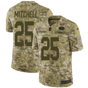Fantastic 49ers #25 Elijah Mitchell Camo Men's Stitched NFL Limited 2018 Salute To Service Jersey
