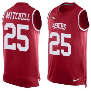 Exceptional 49ers #25 Elijah Mitchell Red Team Color Men's Stitched NFL Limited Tank Top Jersey