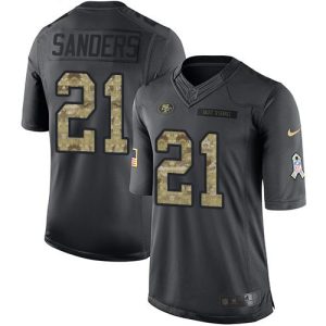 Outstanding 49ers #21 Deion Sanders Black Men's Stitched NFL Limited 2016 Salute to Service Jersey