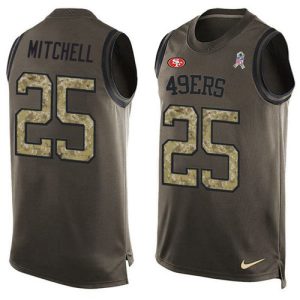 Impressive 49ers #25 Elijah Mitchell Green Men's Stitched NFL Limited Salute To Service Tank Top Jersey