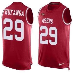 High - quality 49ers #29 Talanoa Hufanga Red Team Color Men's Stitched NFL Limited Tank Top Jersey