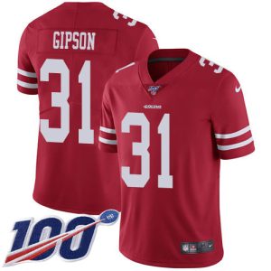 Finest 49ers #31 Tashaun Gipson Red Team Color Men's Stitched NFL 100th Season Vapor Limited Jersey