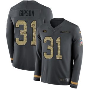 Outstanding 49ers #31 Tashaun Gipson Anthracite Salute to Service Men's Stitched NFL Limited Therma Long Sleeve Jersey