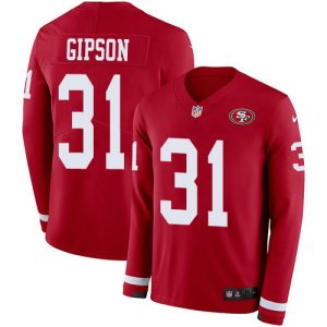 Outstanding 49ers #31 Tashaun Gipson Red Team Color Men's Stitched NFL Limited Therma Long Sleeve Jersey