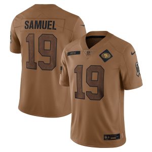 Finest San Francisco 49ers #19 Deebo Samuel Men's 2023 Salute To Service Limited Jersey - Brown