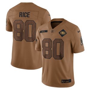 High - quality San Francisco 49ers #80 Jerry Rice Men's 2023 Salute To Service Limited Jersey - Brown