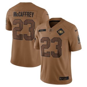 High - quality San Francisco 49ers #23 Christian Mccaffrey Men's 2023 Salute To Service Limited Jersey - Brown